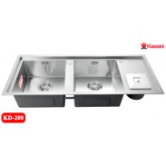 CHẬU RỬA INOX 2 HỘC CÓ CÁNH, RỔ RÁC KASSANI KD-208 CHẬU RỬA INOX 2 HỘC CÓ CÁNH, RỔ RÁC KASSANI KD-208
